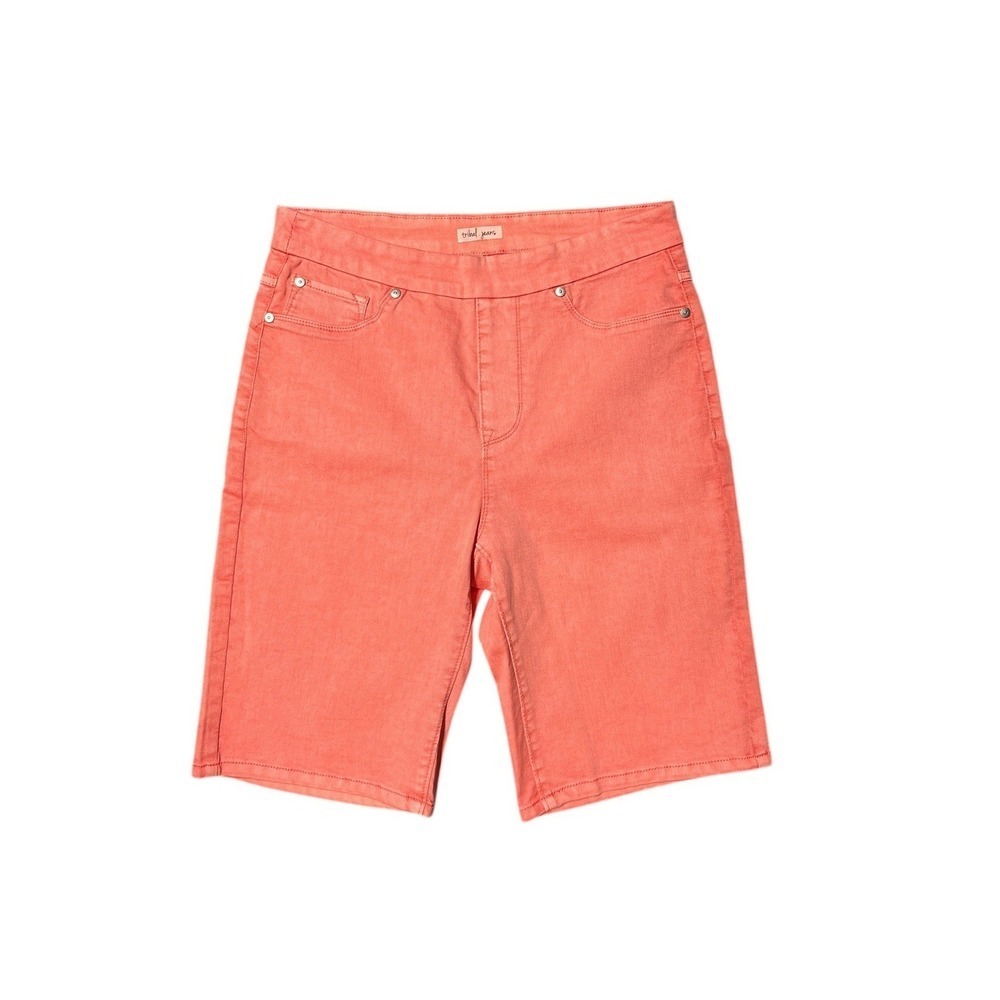 Tribal Jeans Womens Coral PinkLady Pull On Bermuda Shorts Stretch‎ Denim 6 NWT